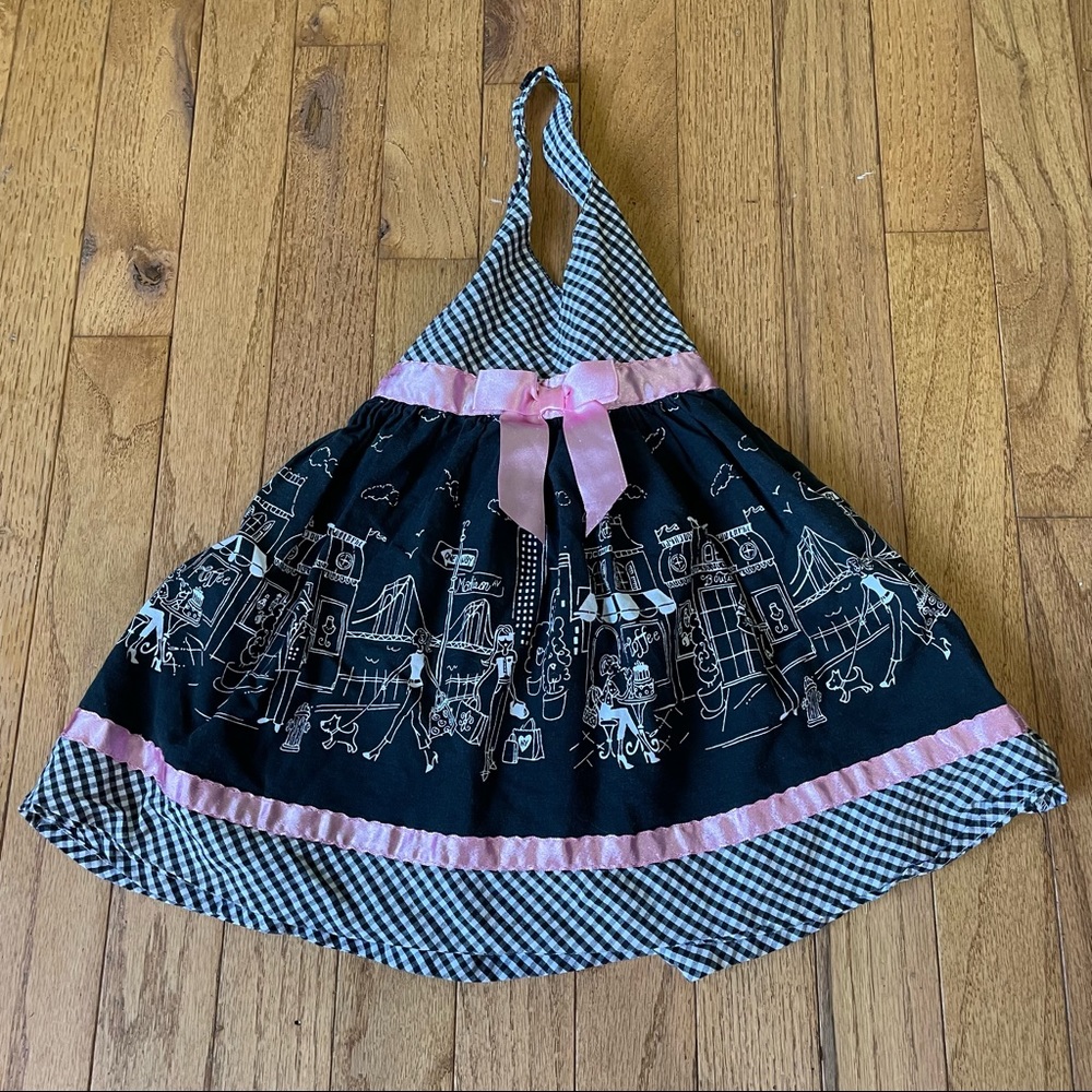 BLUEBERI BOULEVARD PINK BLACK NEW YORK CITY BABY GIRL DRESS SIZE 18 MONTHS